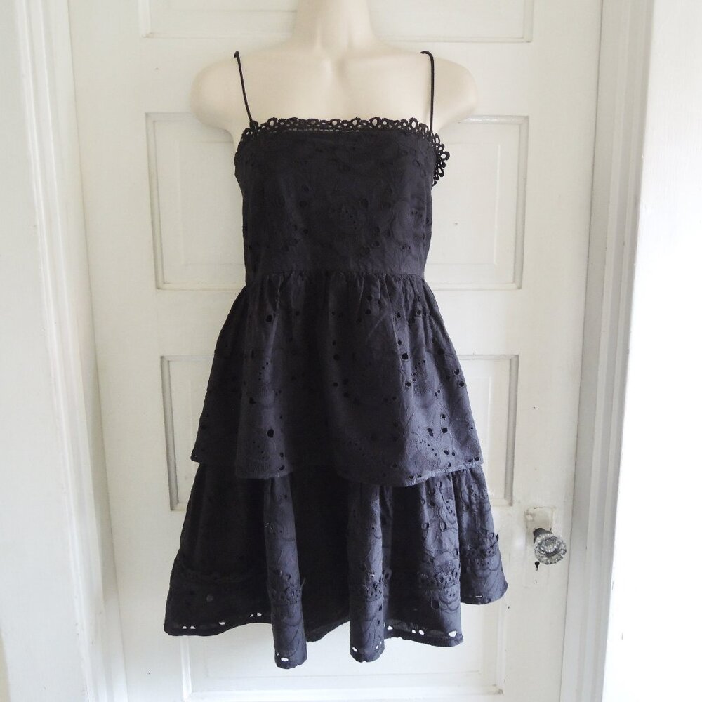 Reclaimed Vintage ASOS Black Eyelet Layered Mini Dress 10